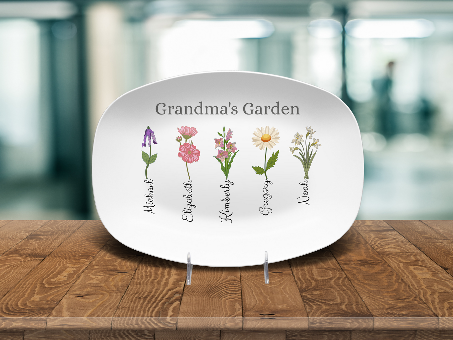 Grandma's Garden Birth Month Flower Personalized Platter