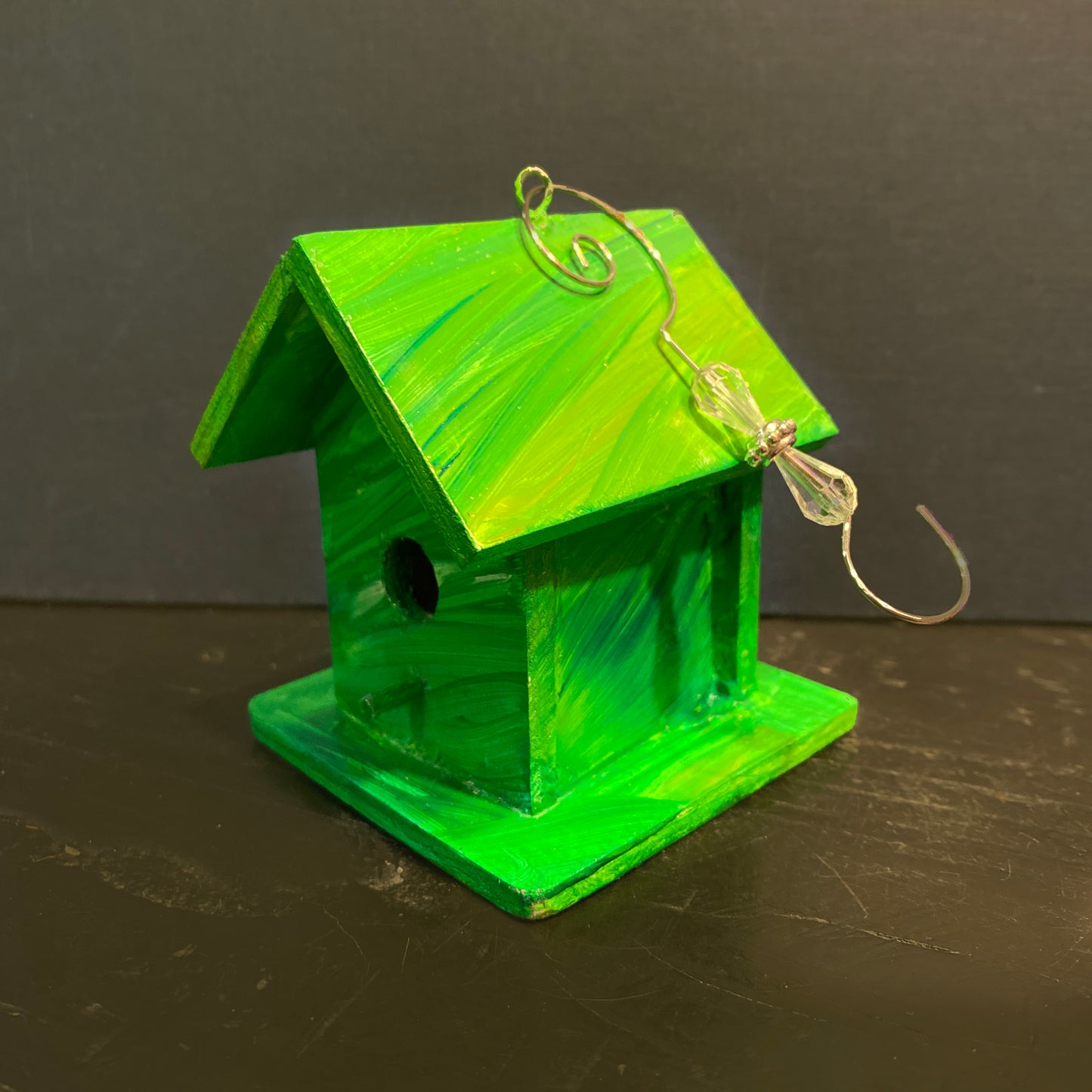 Mini Green Brushstroke Birdhouse Ornament