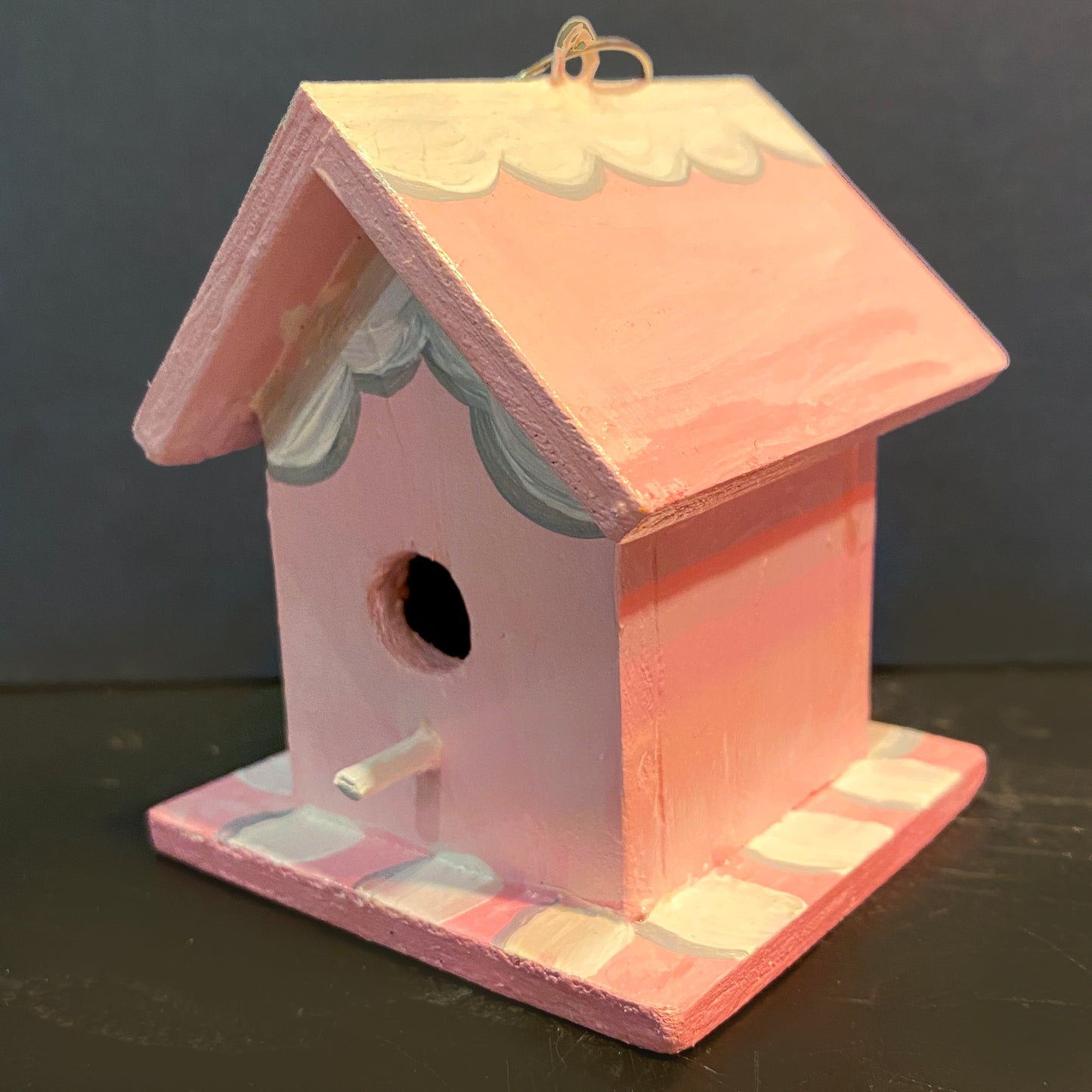 Mini Cloud Scallop Pink Birdhouse Ornament