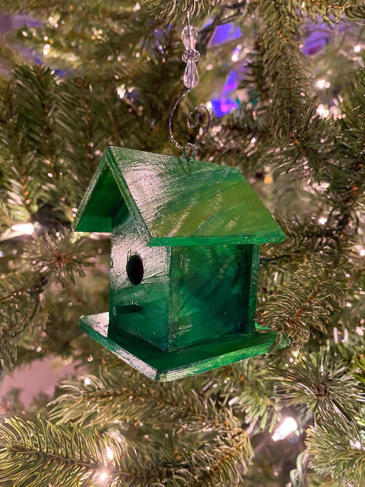 Mini Green Brushstroke Birdhouse Ornament
