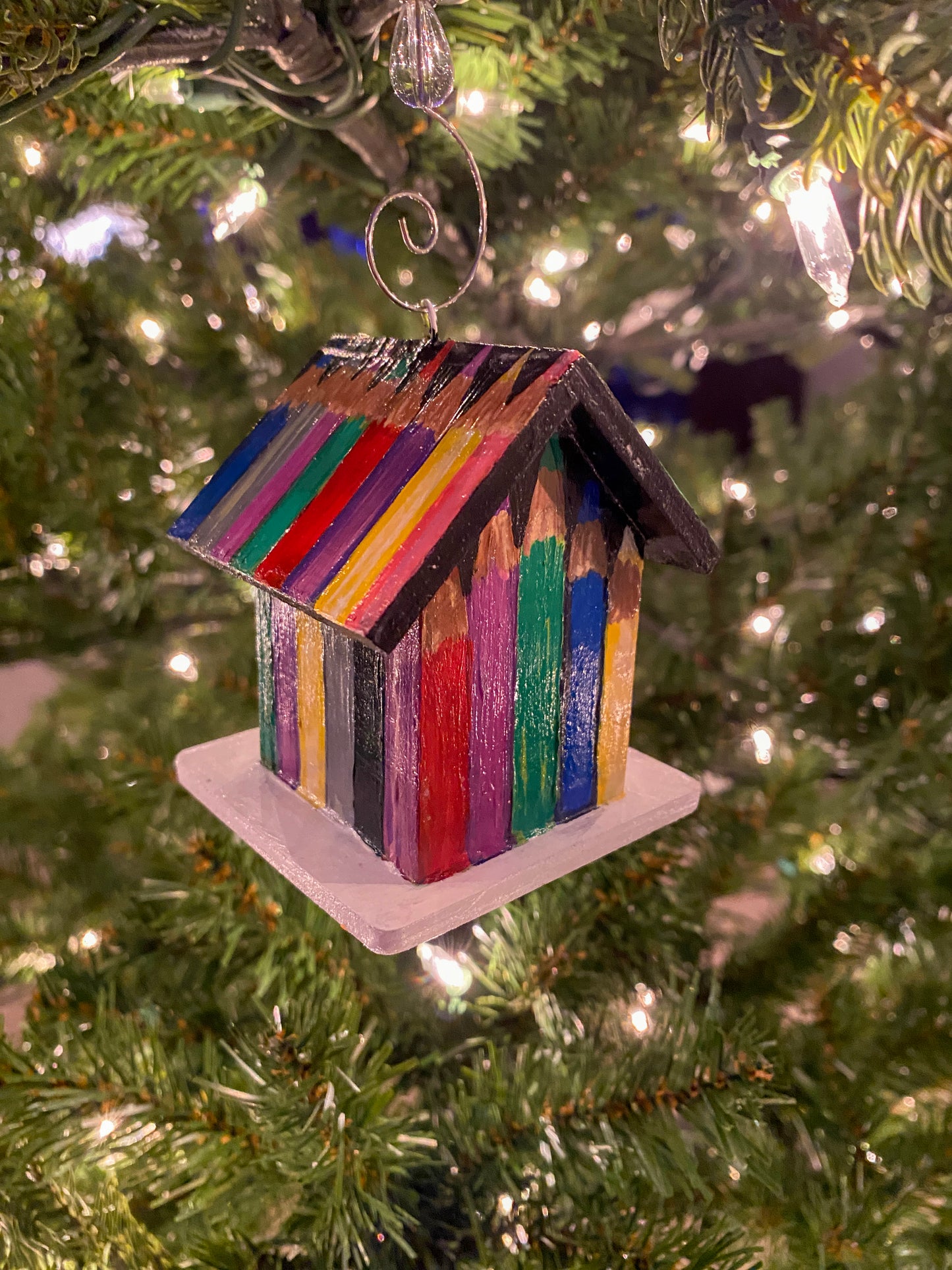 Mini Colored Pencil Birdhouse Ornament