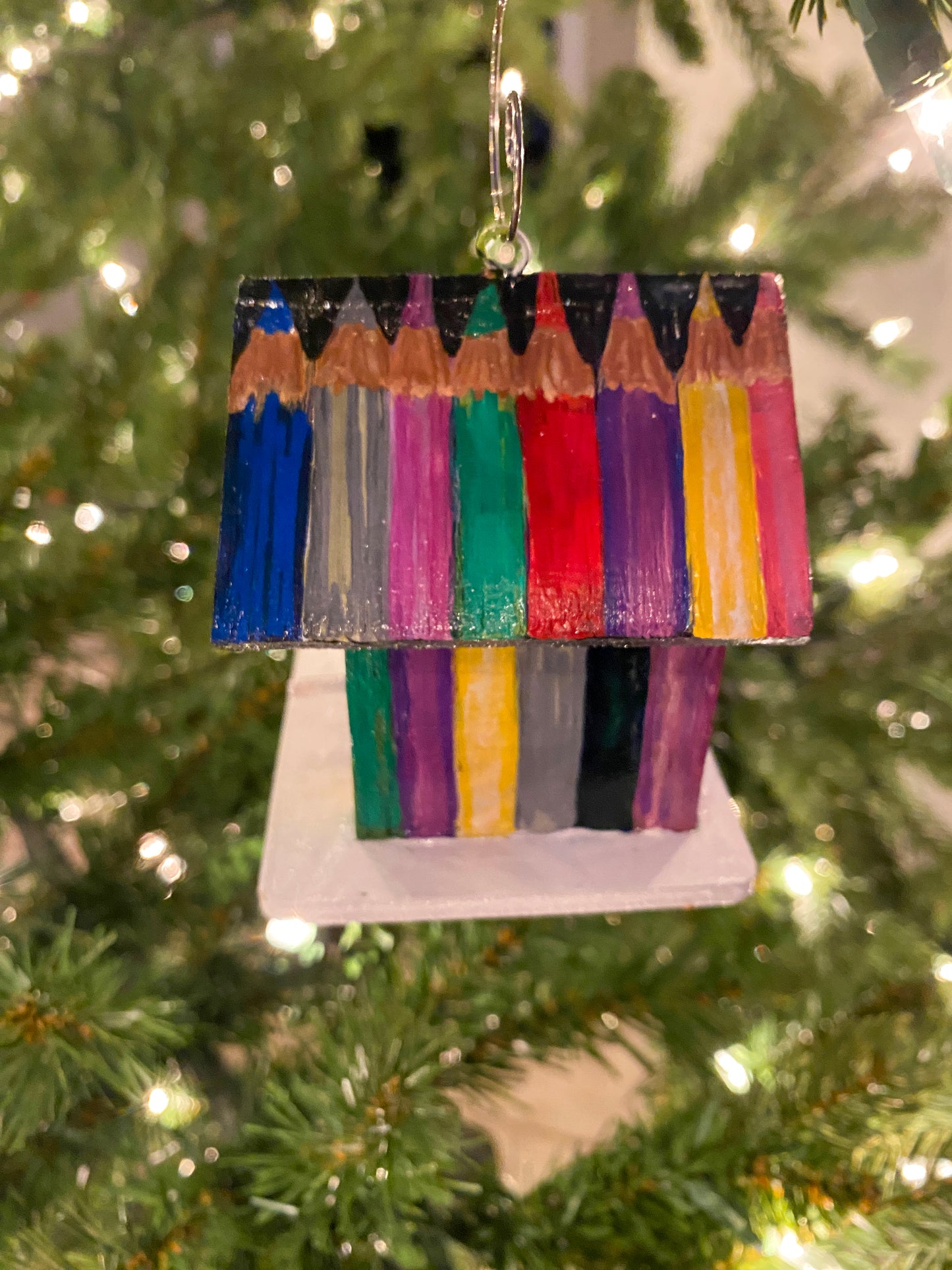 Mini Colored Pencil Birdhouse Ornament