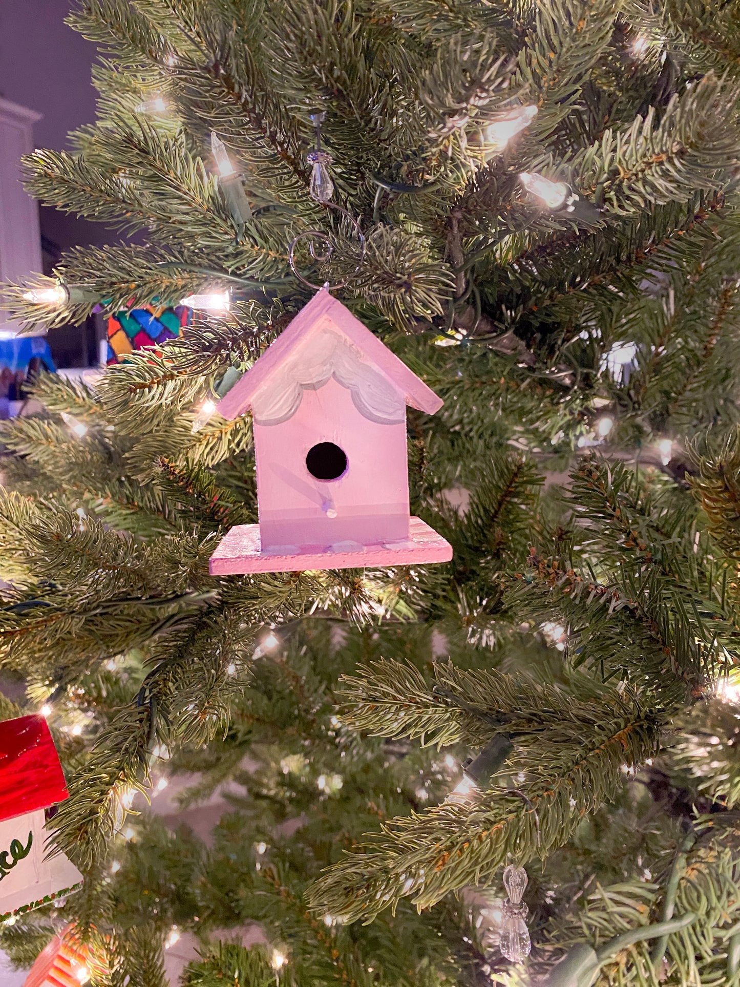 Mini Cloud Scallop Pink Birdhouse Ornament